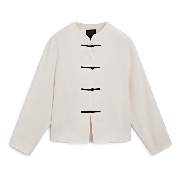 Giacca camicia con ollo alla coreana con scollo a v Massimo Dutti E 9995